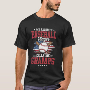 T-shirt Mon Joueur de Baseball Préféré M'appelle Papi Drap