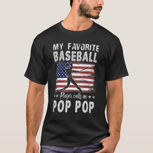 T-shirt Mon Joueur De Baseball Préféré M'Appelle Pop Pop A (Devant)