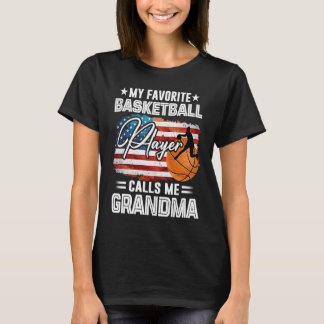T-shirt Mon Joueur De Basket Favori M'Appelle Grand-Mère
