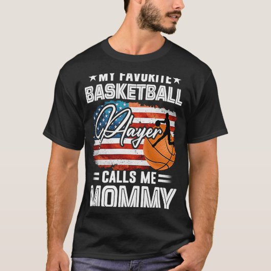 T-shirt Mon Joueur De Basket Favori M'Appelle Maman Ameri (Devant)