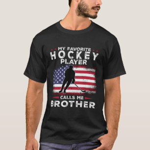 T-shirt Mon Joueur De Hockey Favori M'Appelle Famille Frèr