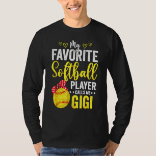 T-shirt Mon Joueur De Softball Favori M'Appelle Gigi Softb