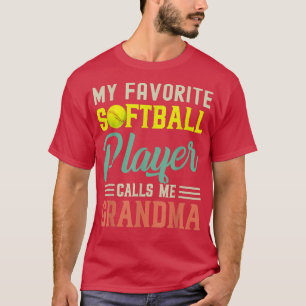 T-shirt Mon Joueur De Softball Favori M'Appelle Grandma Vi