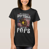 T-shirt Mon Joueur De Softball Favori M'Appelle Pops Ameri (Devant)