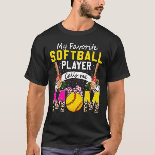 T-shirt Mon Joueur De Softball Préféré M'Appelle Maman Flo