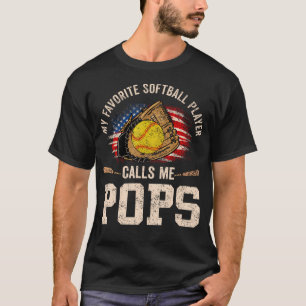 T-shirt Mon Joueur de Softball Préféré M'appelle Pops Drap