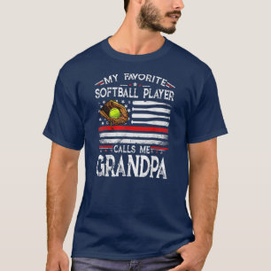T-shirt Mon Joueur favori de softball m'appelle grand-père