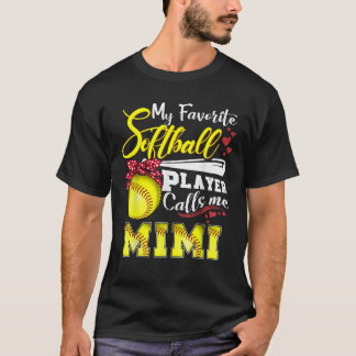 T-shirt Mon Joueur favori de softball m'appelle Mimi Tee M