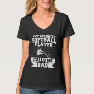 T-shirt Mon Joueur favori de softball m'appelle Papa