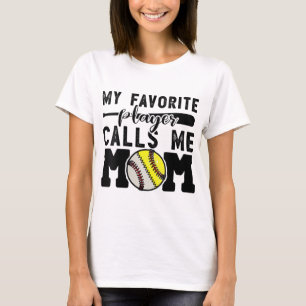 T-shirt Mon Joueur Favori M'Appelle Maman Baseball Softbal