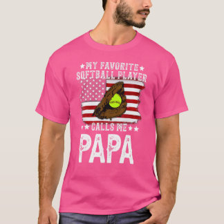T-shirt Mon Joueur favori m'appelle Papa Softball Vintage