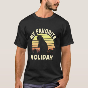 T-shirt Mon Jour Férié Préféré Ground Hog Coucher de Solei