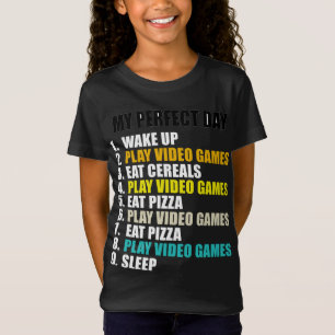 T-Shirt Mon Jour Parfait Jouer Jeux Vidéo Manger Pizza Coo