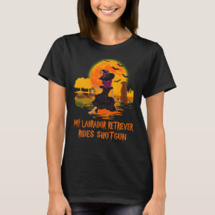 T-shirt Mon Labrador Retriever Ride Shotgun Dog And Witch