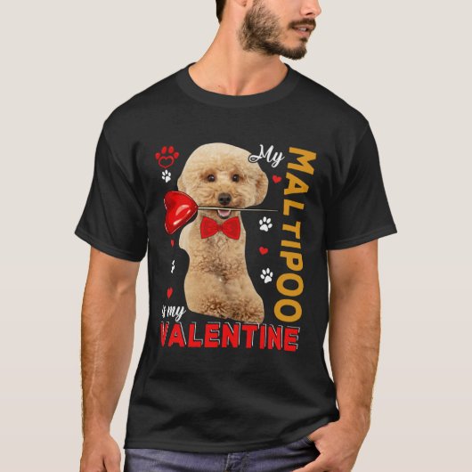 T-shirt Mon Maltipoo Est Mon Chien Saint-Valentin Mignonne (Devant)