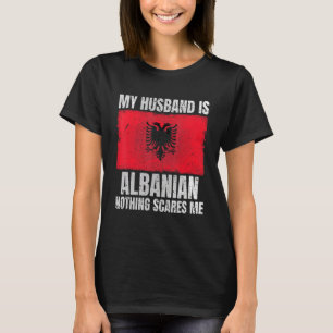 T-shirt Mon mari est le drapeau albanais pour femme Albani
