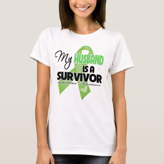 T-shirt Mon mari est un survivant - lymphome (Devant)