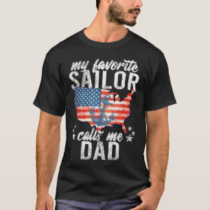 T-shirt Mon marin préféré m'appelle papa Voile Drapeau Éta