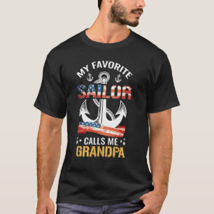 T-shirt Mon marin préféré m'appelle papy drapeau américain