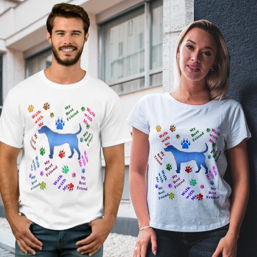 T-shirt Mon Meilleur Ami Chien Marche Avec Moi Paw White U
