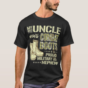 T-shirt Mon oncle Porte des bottes de combat Chien Tags Fi
