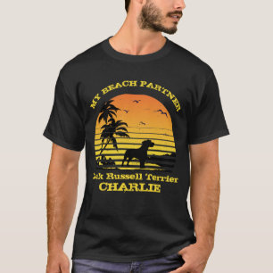 T-shirt Mon partenaire plage Sunset Palm Jack Russell Terr