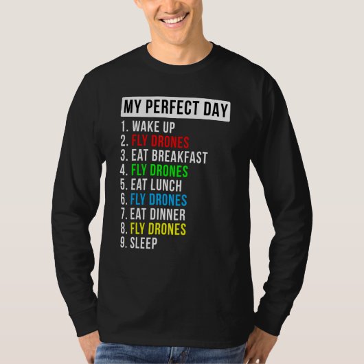 T-shirt Mon passionné de vol de drone de jour parfait (Devant)