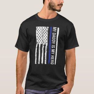 T-shirt Mon Père Est Mon Héros Fils Fille Soutien Police D