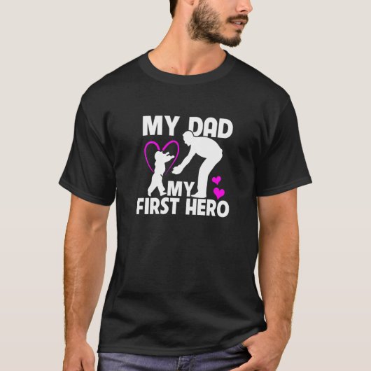 T-shirt Mon Père Mon Premier Héros Père Et Fils (Devant)