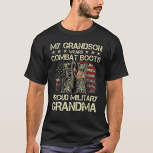 T-shirt Mon petit-fils porte des bottes de combat fière ar
