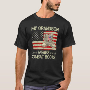 T-shirt Mon petit-fils porte des bottes de combat fière ré