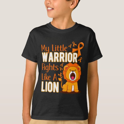 T-shirt Mon Petit Guerrier Se Batte Comme Un Lion Leukemia (Devant)