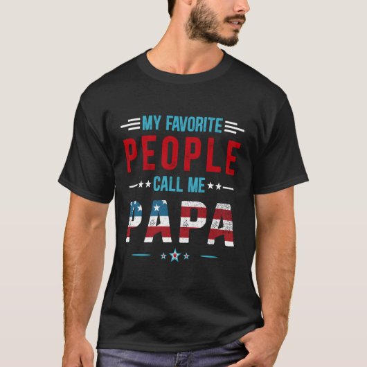 T-shirt Mon peuple favori m'appelle Papa Patriot Usa Drape (Devant)