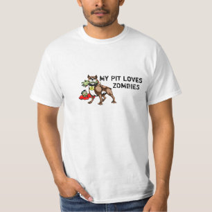 T-shirt Mon pitbull aime le tee - shirt de zombis - slogan
