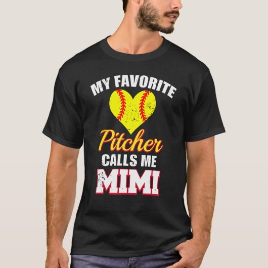 T-shirt Mon Pitcher Favori M'Appelle Le Softball Mimi Pitc (Devant)