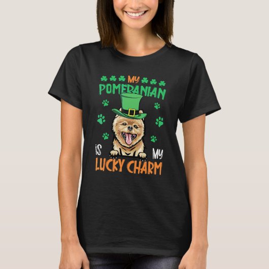 T-shirt Mon Poméranien est mon Lucky Charm St patrick irla (Devant)