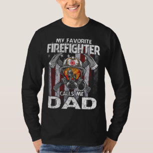 T-shirt Mon pompier favori m'appelle DAD USA Drapeau