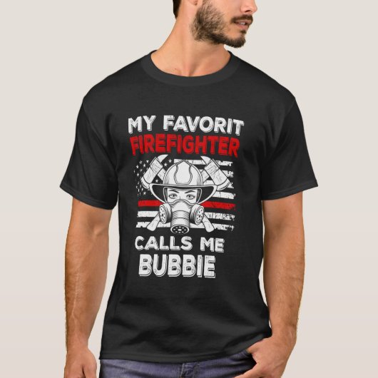 T-shirt Mon pompier préféré m'appelle Bubbie Thin Red L (Devant)