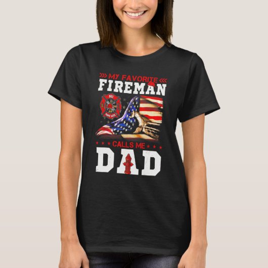 T-shirt Mon pompier préféré m'appelle Papa Pompier Ameri (Devant)