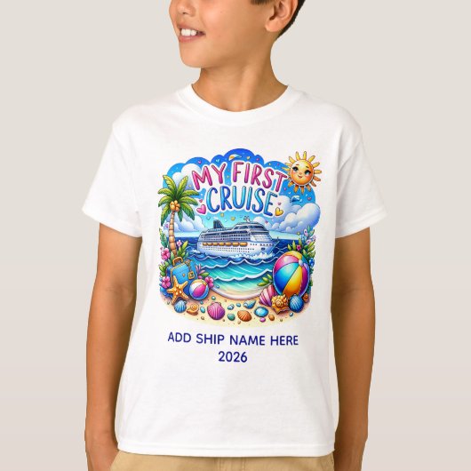 T-shirt Mon premier bateau de croisière Beach Kids (Devant)