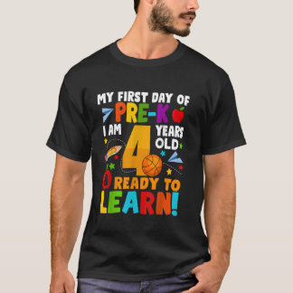 T-shirt Mon Premier Jour De Pré K J'Ai 4 Ans Garçons