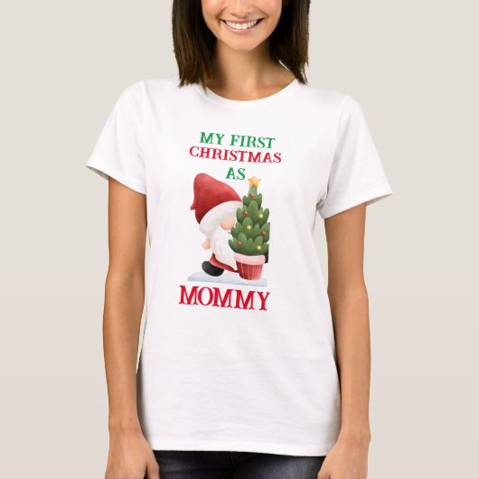 T-shirt Mon premier Noël en tant que maman, Noël familial (Devant)