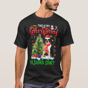 T-shirt Mon pyjama de Noël Boston Terrier Père Noël Xm