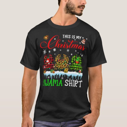 T-shirt Mon Pyjama Rouge Plaqué Père Noël Reindeer Elf C (Devant)