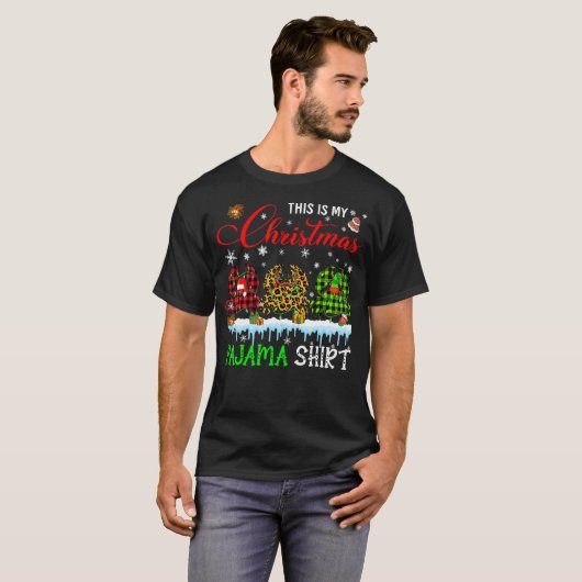 T-shirt Mon Pyjama Rouge Plaqué Père Noël Reindeer Elf C (Devant entier)