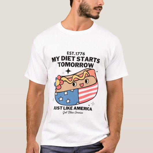 T-shirt Mon régime commence demain comme l'Amérique (Devant)