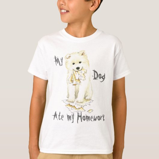 T-shirt Mon Samoyed a mangé mon travail (Devant)