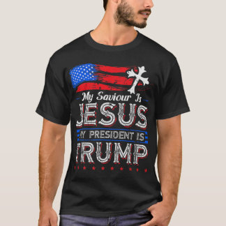 T-shirt Mon Sauveur Est Jésus Mon Président Est Trump Chri