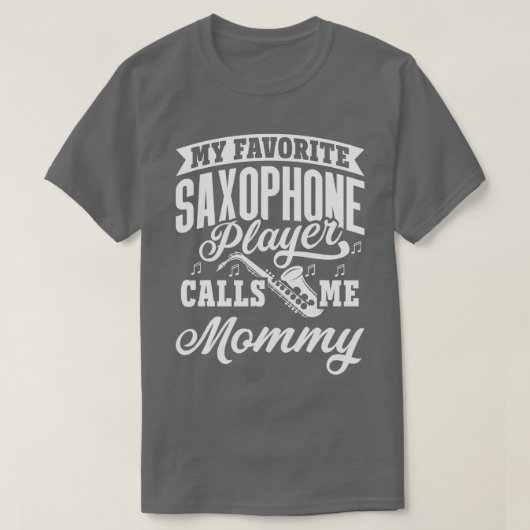T-shirt Mon Saxophone favori me téléphone maman vinta (Design devant)