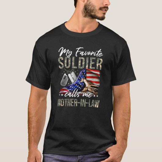 T-shirt Mon soldat favori m'appelle mère en droit Armée Gr (Devant)